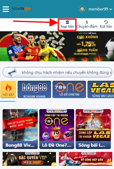 Hướng dẫn nạp tiền SV388 - buoc 2